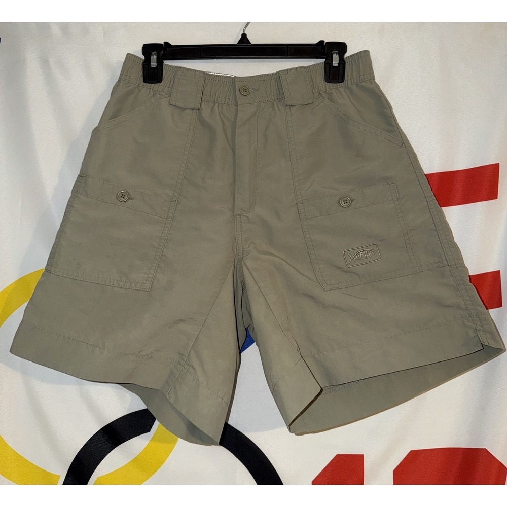 Aftco Shorts Mens 32 Green Fishing Nylon Pockets Outdoor